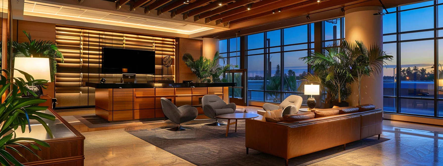 a professional orlando probate attorney confidently discusses legal strategies with clients in a sleek, modern law office, illuminated by warm, focused lighting that accentuates the seriousness and trustworthiness of the environment.
