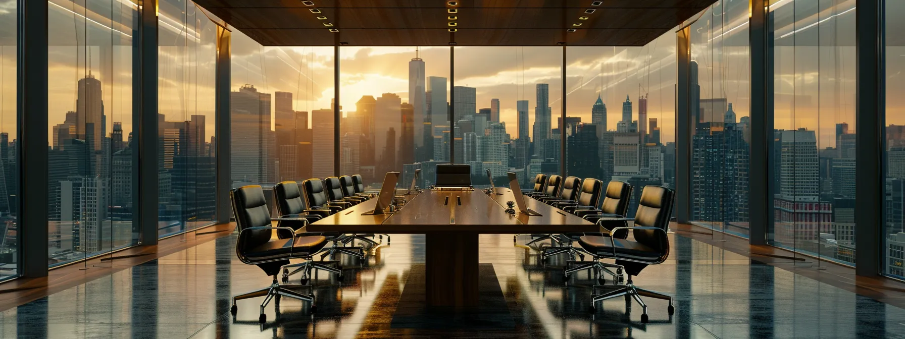 a sleek law office conference room, featuring a polished wooden table surrounded by elegant leather chairs, set against a backdrop of large windows showcasing a city skyline, subtly illuminated by soft overhead lighting, reflecting the themes of trust and probate discussions.
